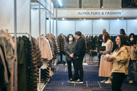 Buyers exploring the collections at The International Fur & Leather 2023, Seoul