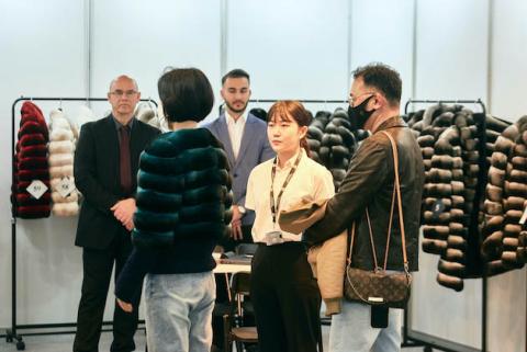 Buyers visiting the booths at The International Fur & Leather 2023, Seoul